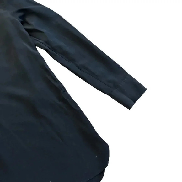 Babaton Aritzia 100% Silk Blouse Black Henley Flowy Wide Fit Small Women's - Picture 3 of 11
